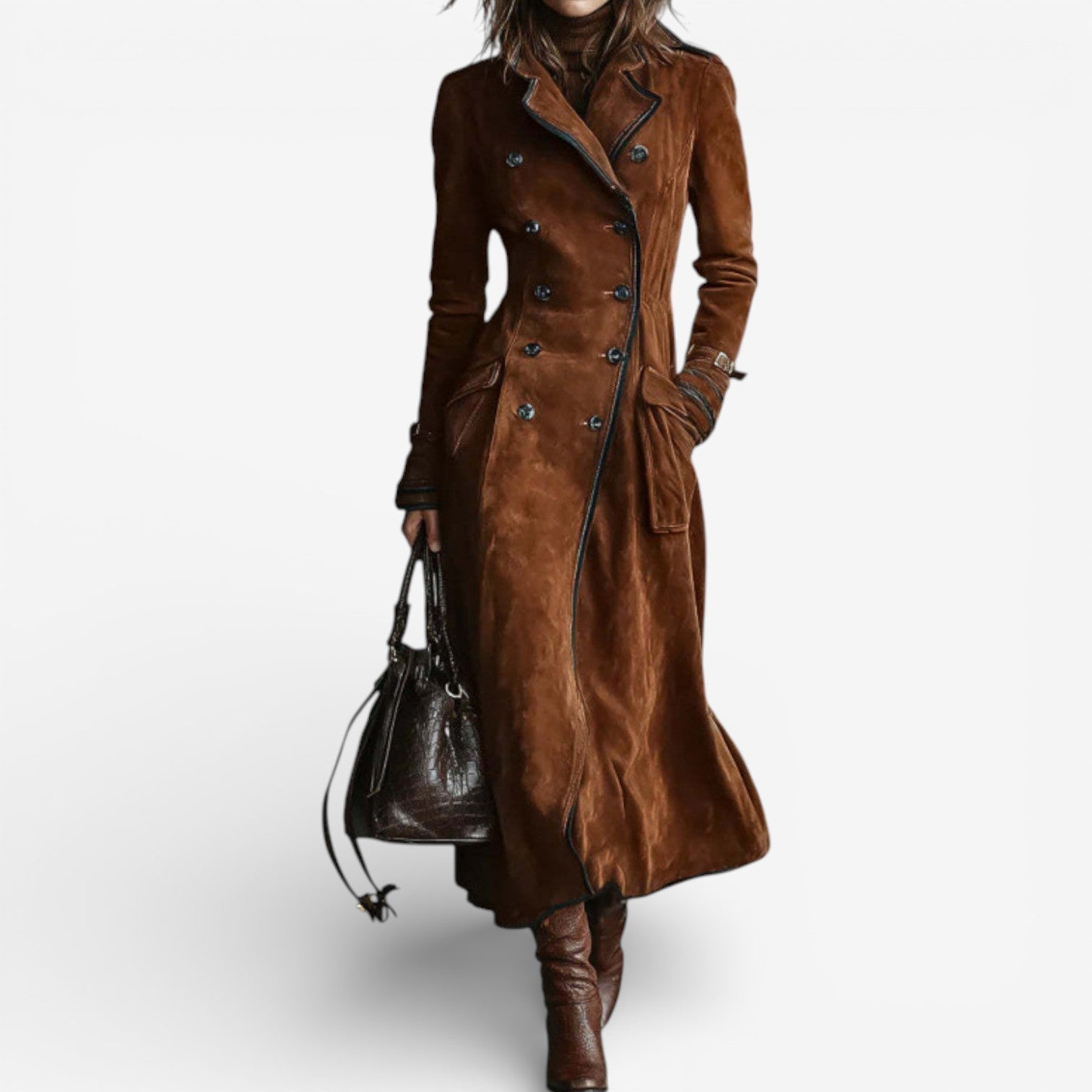Nathaly™ | Manteau trench en daim