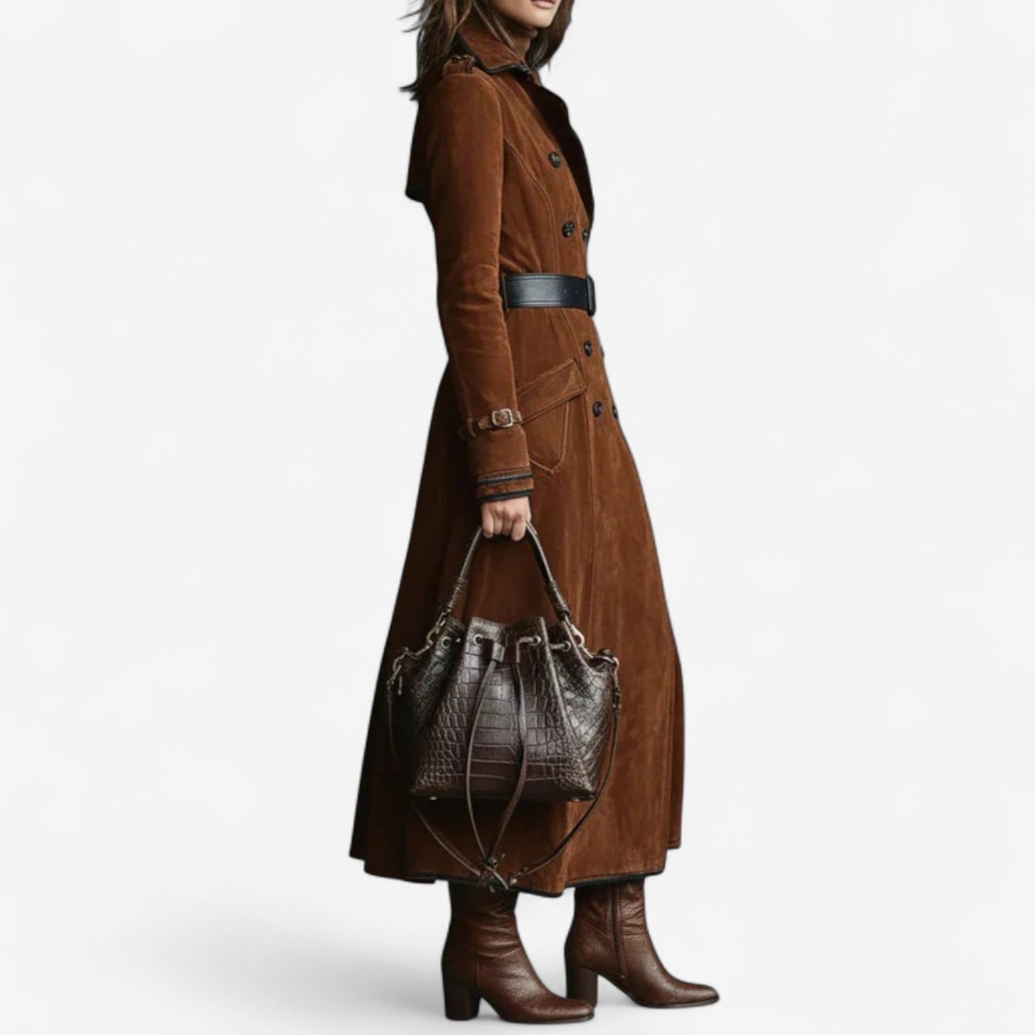 Nathaly™ | Manteau trench en daim